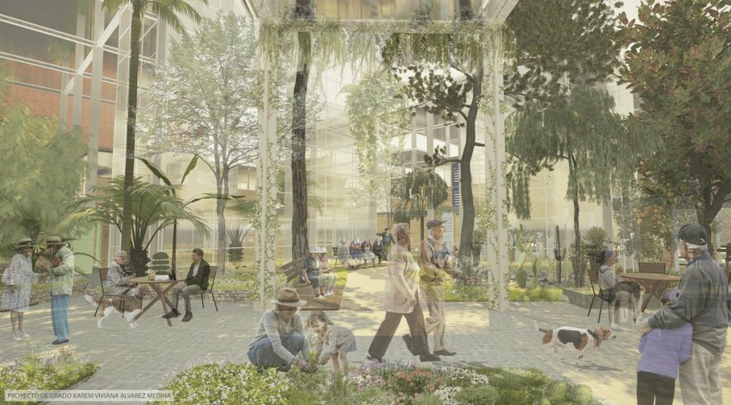 Render de proyecto CORAZÓN VERDE con parque urbano